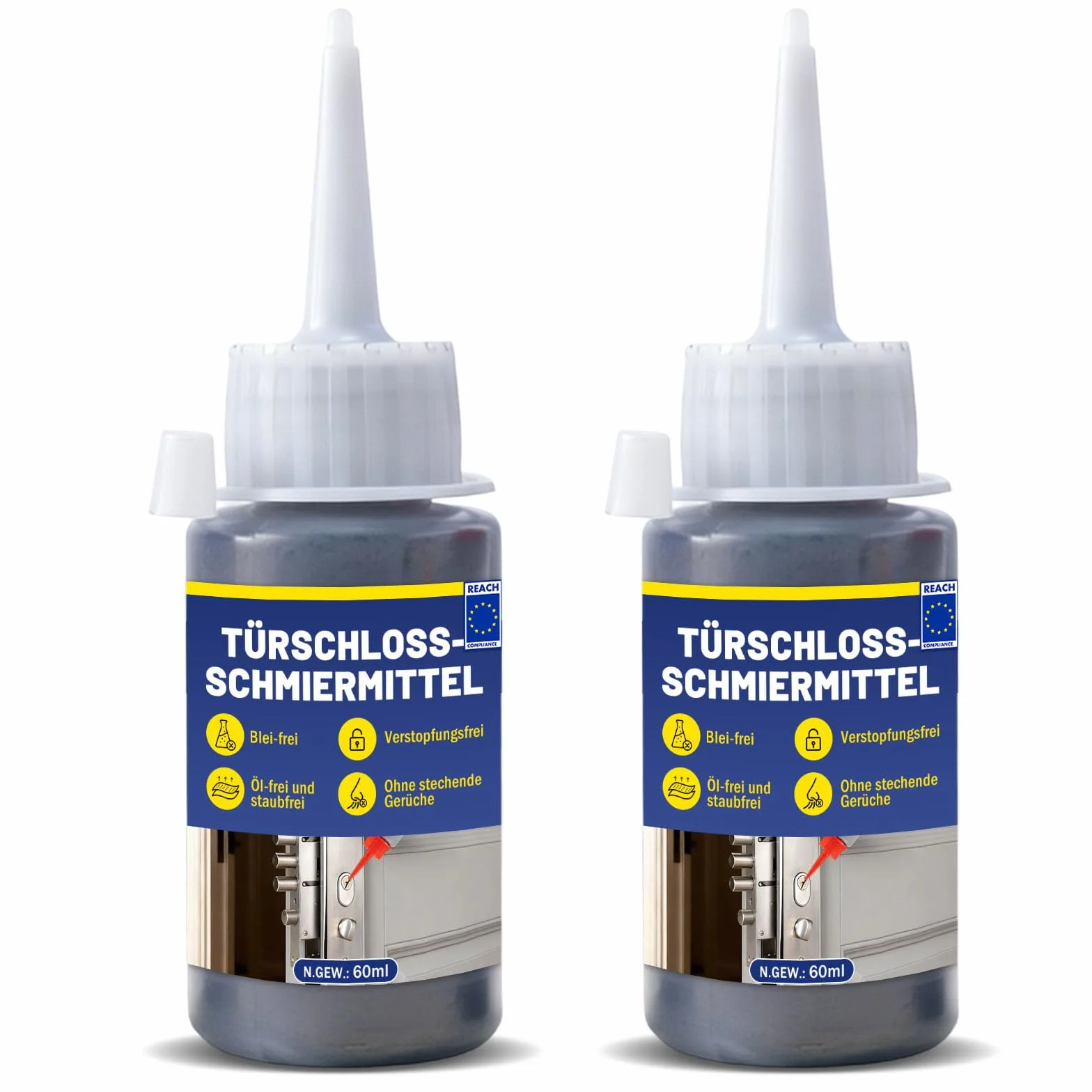 Grafito para cerraduras 60 ml, polvo de grafito para puertas y bisagras
