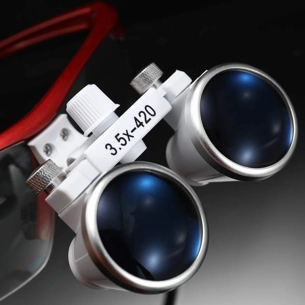 Lupa portátil 3.5X 420mm Quirúrgica Médica Lupas binoculares Auriculares Vidrio óptico LED