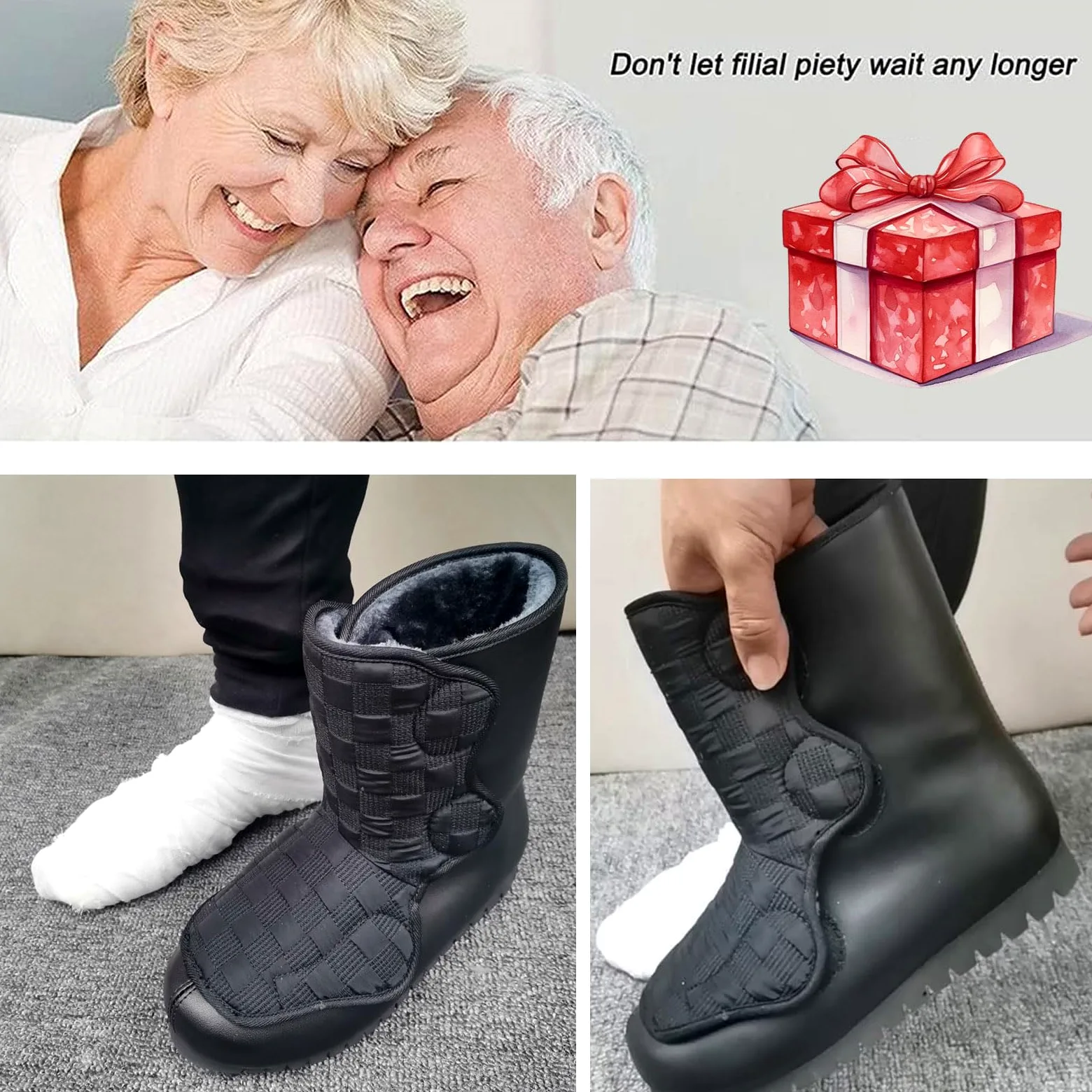 Hombres Mujer Ajustable Botas Turgente Pies Pantufla, Anciano Cómodo Zapatos, Diabético Obesidad Zapatillas para Pies Hinchados