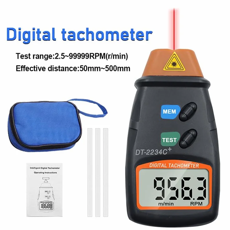 Tacómetro de mano Digital Laser Fotografiado Photo Velocímetro láser sin contacto RPM