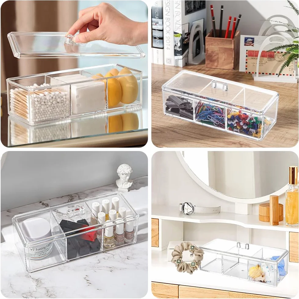 Caja Transparente de Hisopos de Algodón, Acrílico con Tapa, Dispensador de Almohadillas de Algodón