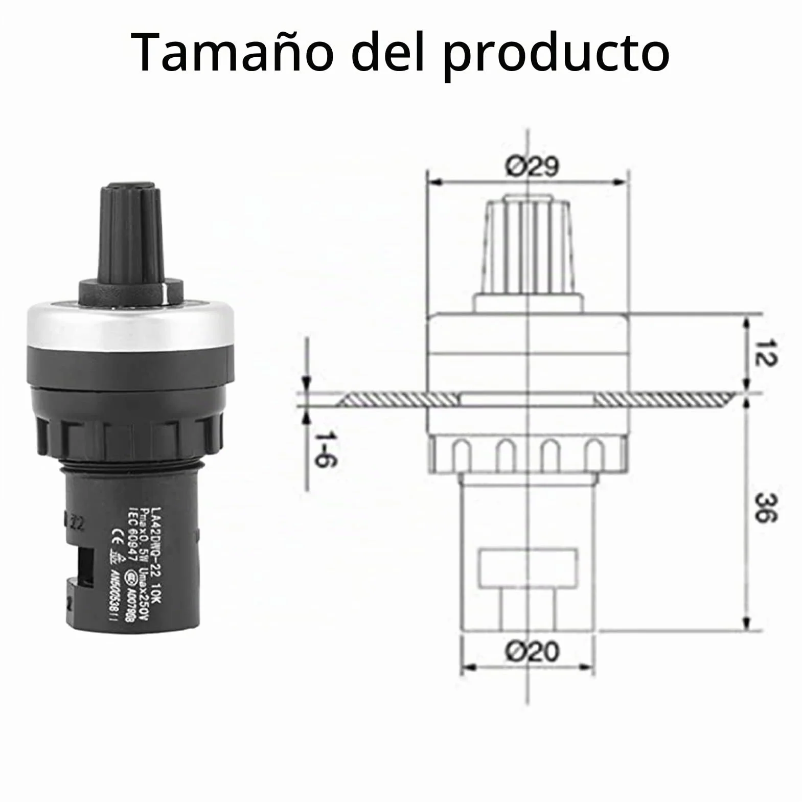Potenciómetro de 10k para montaje en panel VSD VFD de velocidad variable (3 piezas)