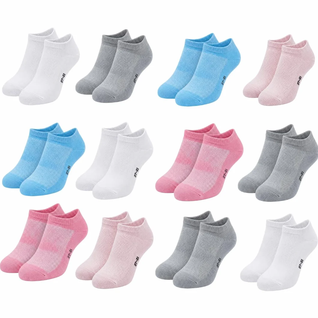 12 Pares - Calcetines tobilleros niña - Calcetines niña - Calcetines cortos niña - Transpirables y hechos de algodón