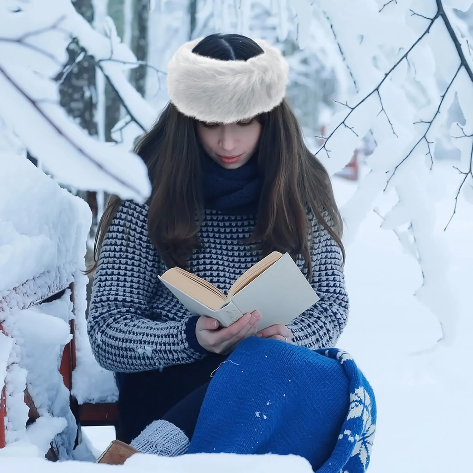 WLLHYF Diadema de piel sintética para mujer, calentador de orejas de invierno, gorro de esquí