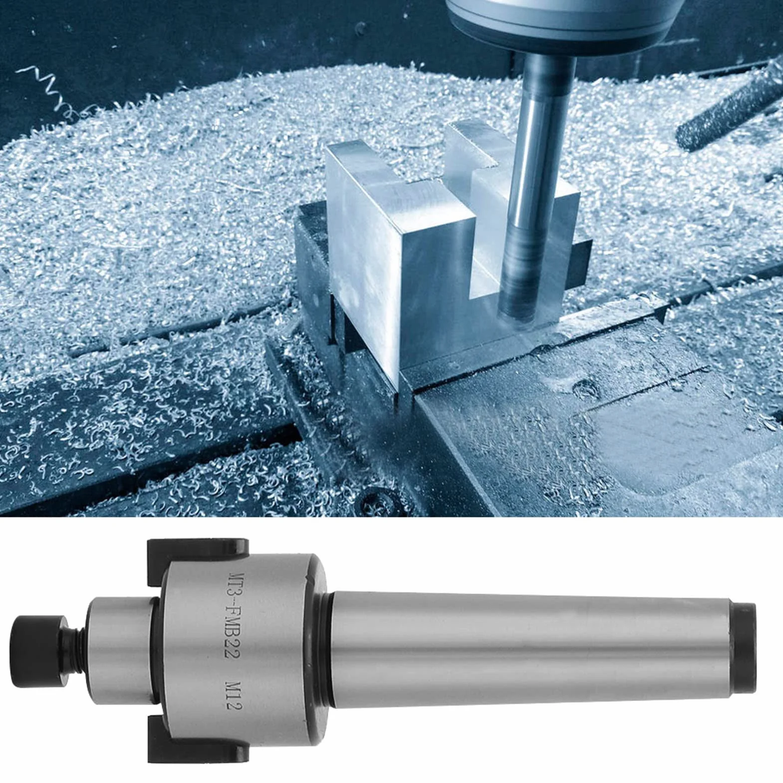 Fafeicy Soporte de Fresado Cónico M12 de Acero 138 mm Ranura 22 mm para Corte de Chapa Metálica MT3-FMB22