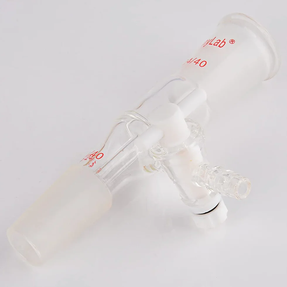 Styonylab Flow Control Adapter, Borosilicate Glass Adapter with 24/40 Standard Joint and Lateral PTFE Stopcock for Lab Supply