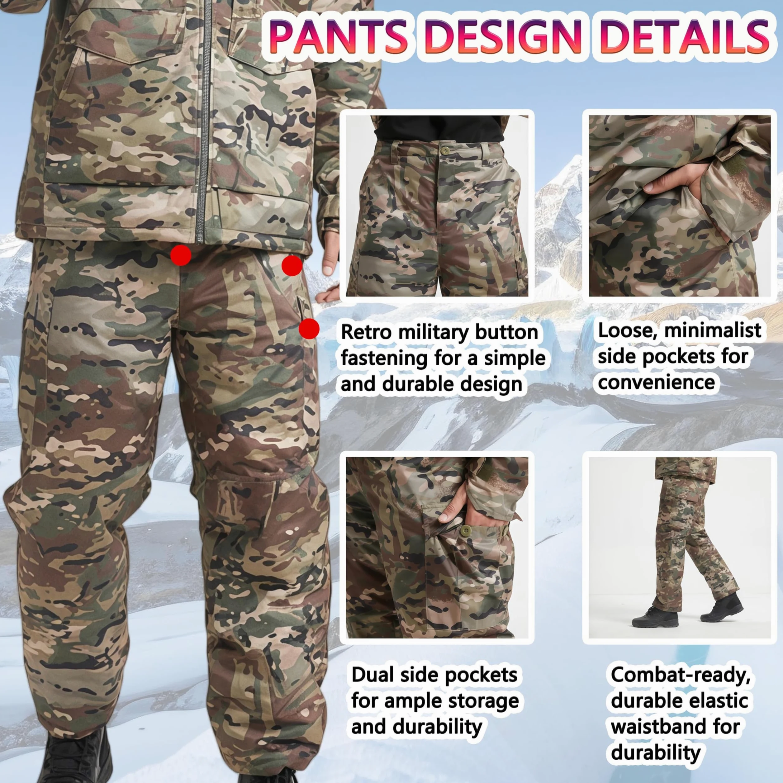Conjunto de traje de caza impermeable para hombre, chaqueta y pantalones gruesos para entrenamiento de invierno al aire libre