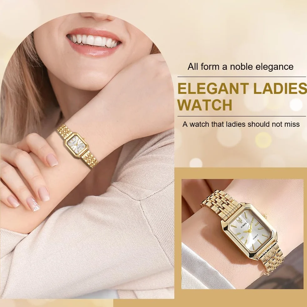 OFFCUP Reloj Analógico para Mujer de Cuarzo con Correa en Acero Inoxidable, 32mm Clásico Relojes Cuadrado para Mujer, Reloj de Pulsera de Moda para Damas y Niñas, 3 Manecillas
