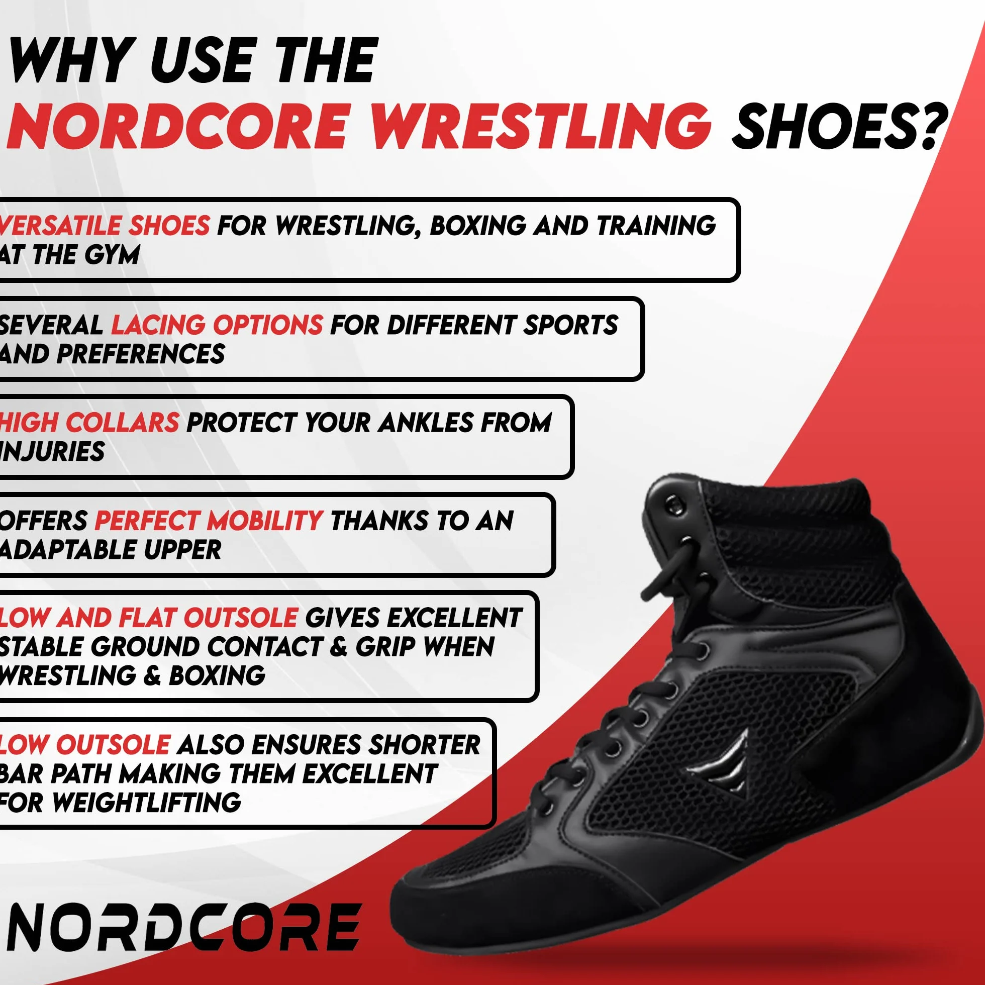 Nordcore Zapatillas de Boxeo Ligeras Alta Tracción Hombre Mujeres