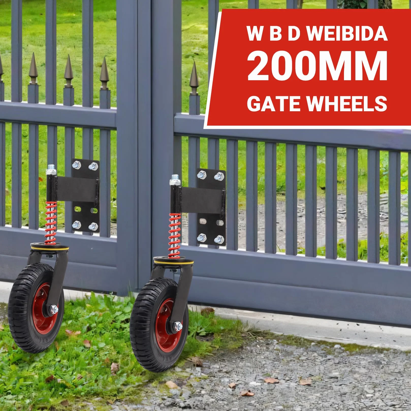 WEIBIDA Ruedas de Puerta Pesadas 200 mm 250 kg Giratorias 360° Goma