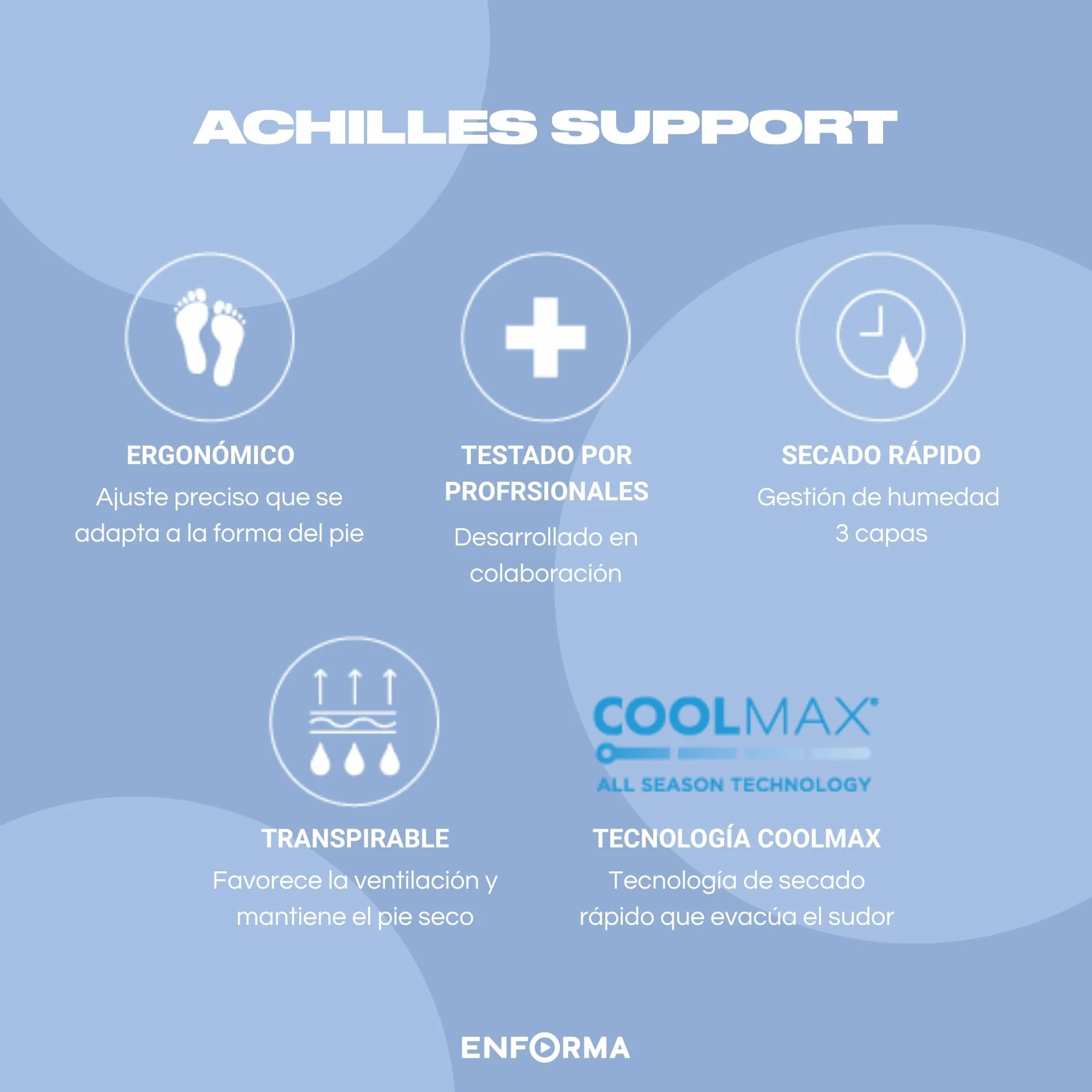 Enforma Calcetines Técnicos Tape Socks Coolmax Compresión Ergonómica Antideslizantes Fascitis Plantar Running Trail Protección Tendón Aquiles Hombre Mujer Deportes Montaña Alta Intensidad Duración