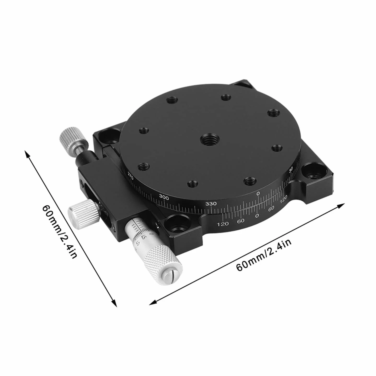 Mesa de Trabajo Óptica RS60-L 60x60mm Ejes R Etapa Lineal Ajuste Manual Plataforma de Rotación de Rodamientos Aleación
