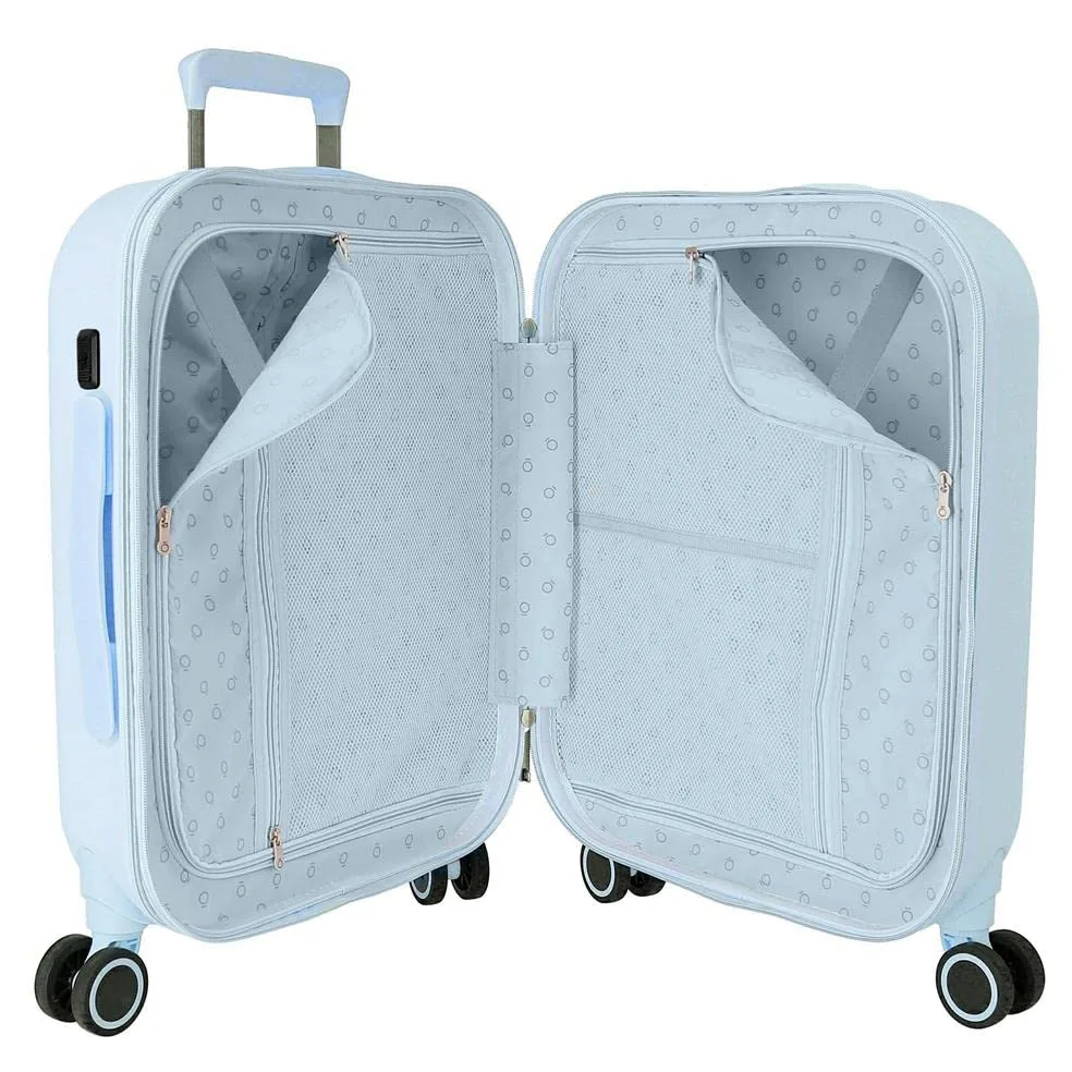 Disney Mickey Happiness Maleta de Cabina Azul 40x55x20 cms Rígida ABS Cierre TSA Integrado 37L 2,74 kgs 4 Ruedas Dobles Extensible Equipaje de Mano