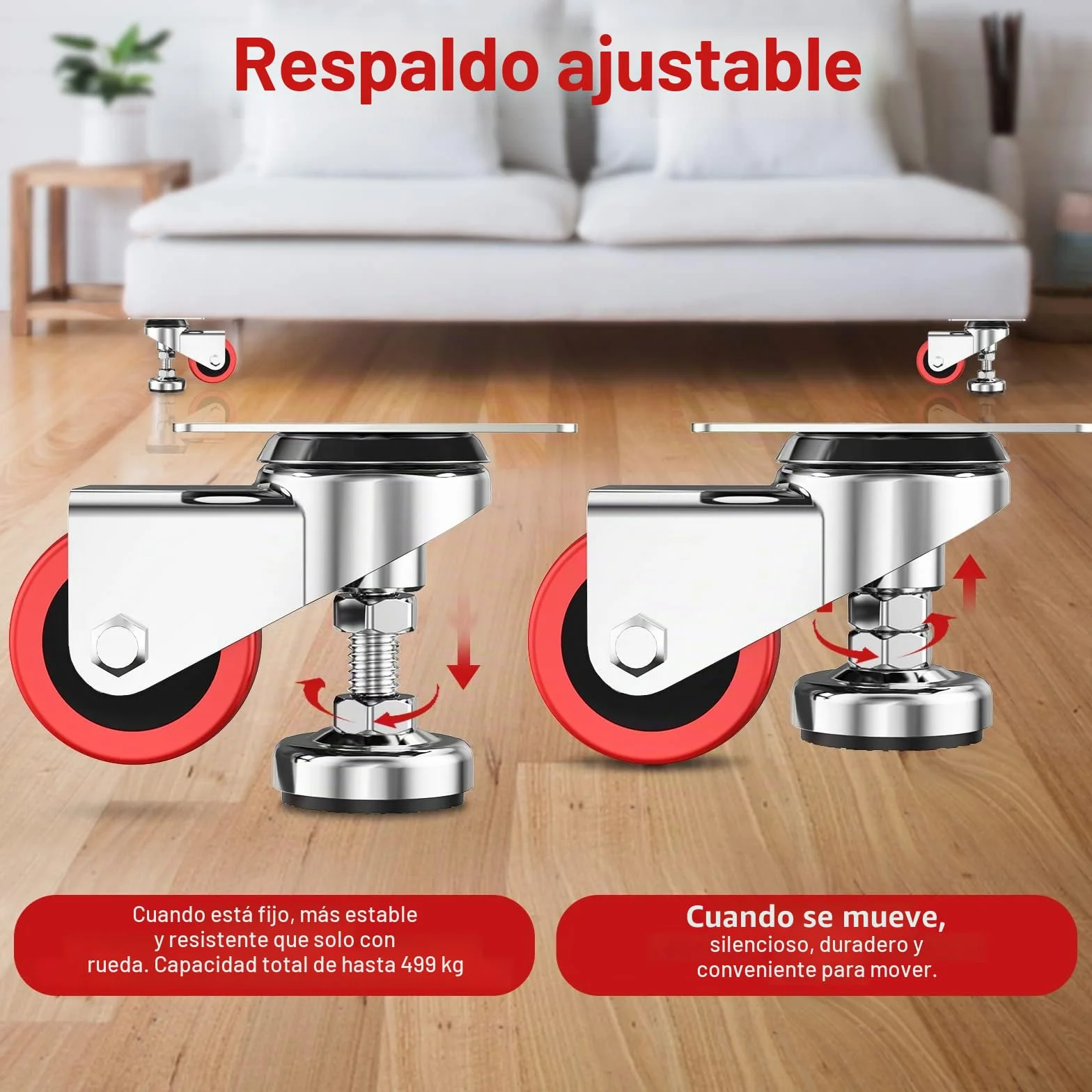 Ruedas giratorias de 2 pulgadas con almohadilla antivibración ajustable para banco de trabajo