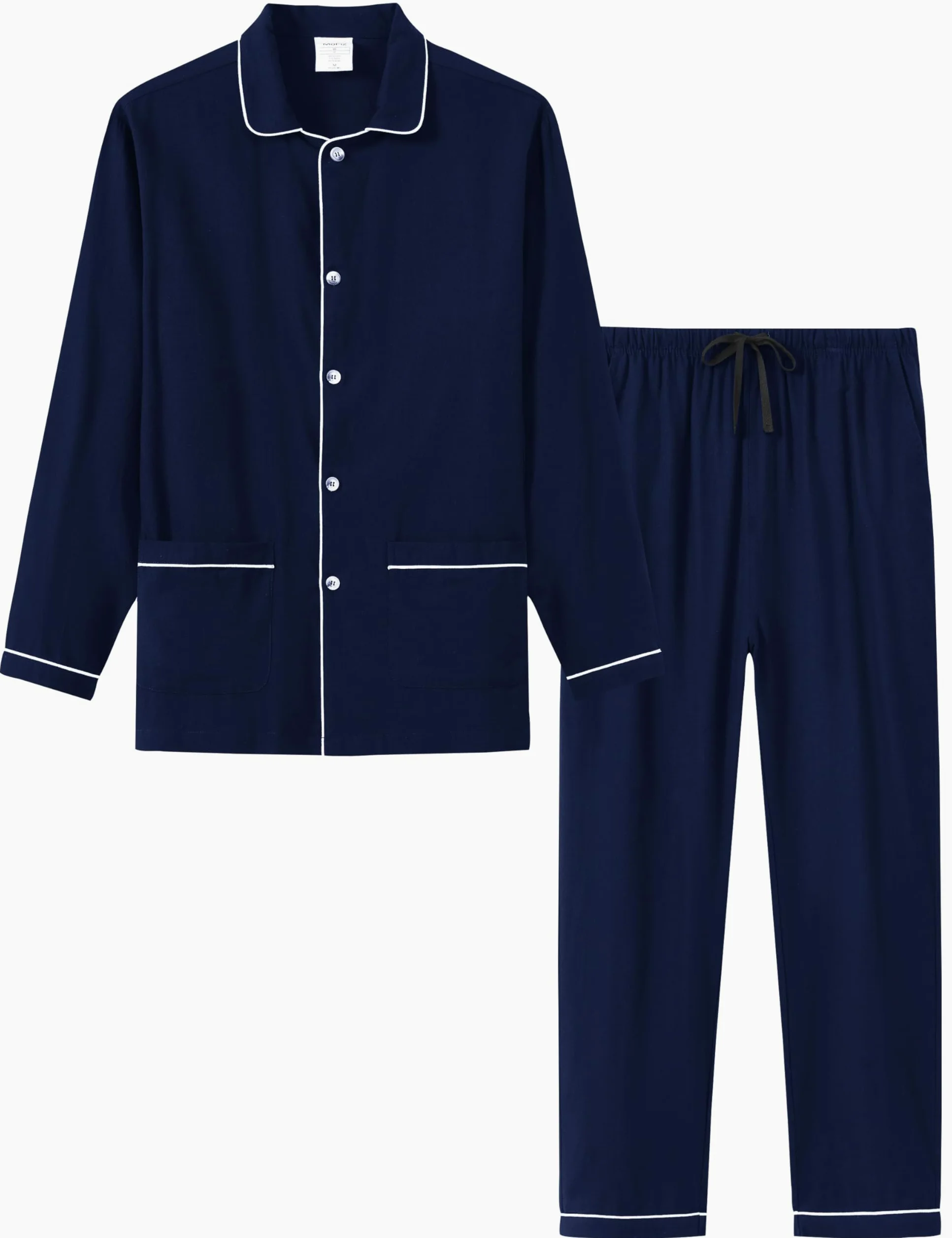 MoFiz Pijamas Largo Hombre Invierno Algodón Conjunto de Pijama con Botones a Cuadros Suave Ropa de Dormir Manga Larga Camisetas de Pijama y Pantalones con Bolsillos