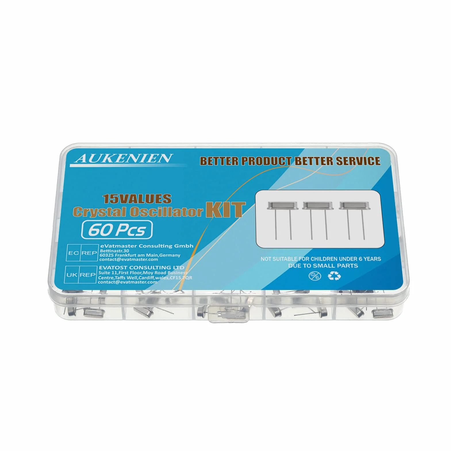 AUKENIEN Oscilador Cristal de Cuarzo Kit 15 Valores 60 piezas 4-48MHz Resonador