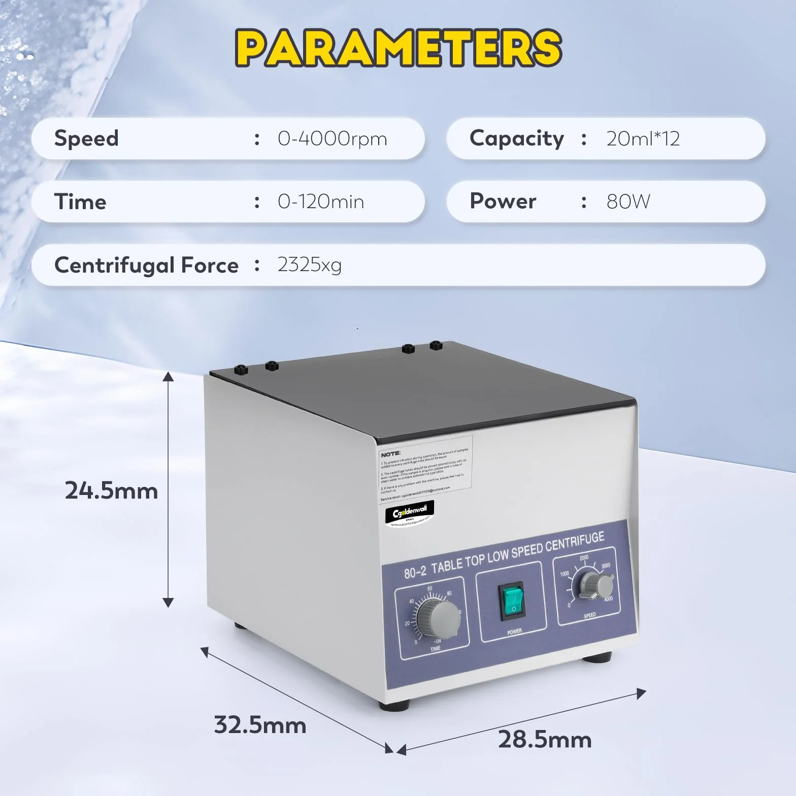 CGOLDENWALL Centrífuga de Laboratorio 4000rpm 1795xg 20mlx12 Tubos