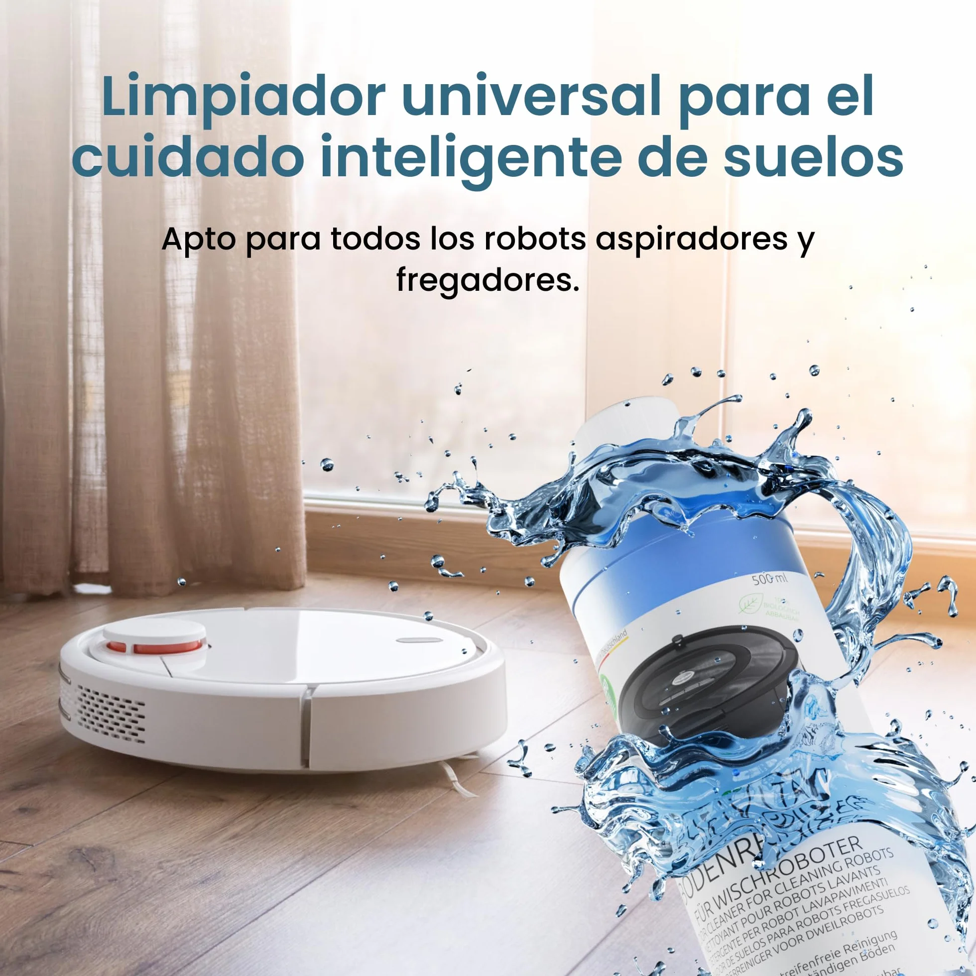 PURIVITA® Detergente Robot Aspirador 1L - Líquido para Robot Friegasuelos - Limpia Suelos para Robots Aspiradores