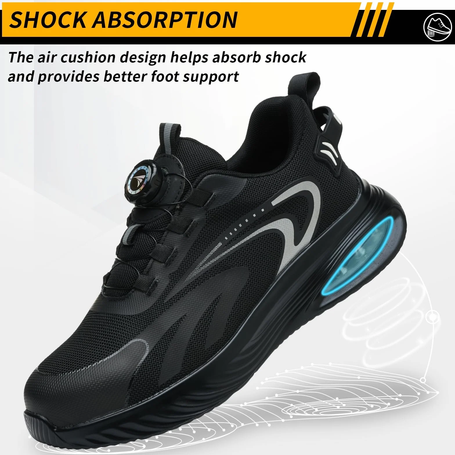AEKYIWL Zapatos de Seguridad para Hombre Mujer Calzado de Seguridad Comodo Zapatillas de Trabajo con Punta de Acero Cordón con Hebilla giratoria