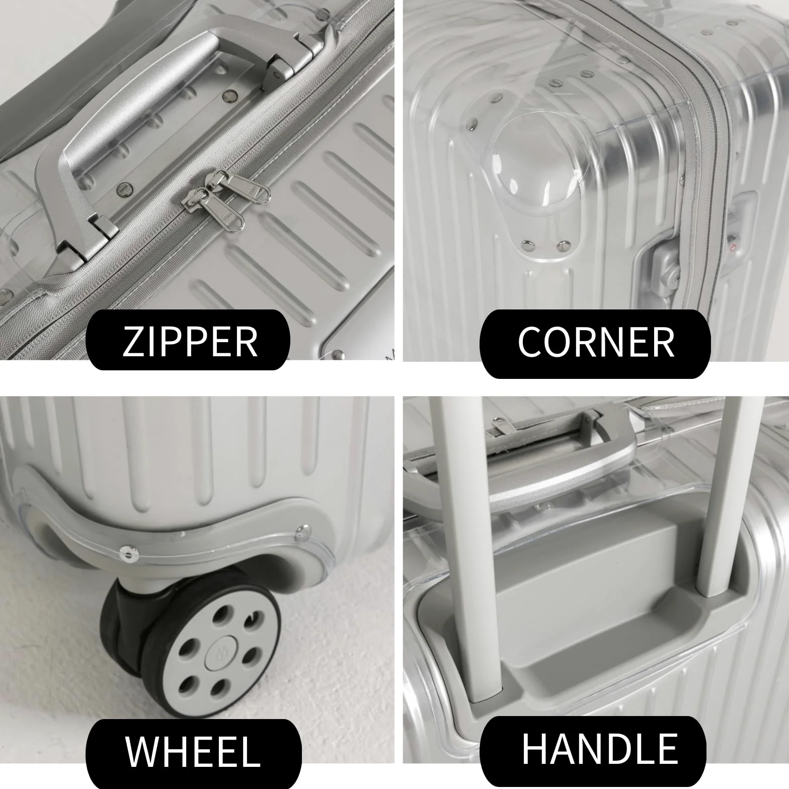 Funda de equipaje transparente de ajuste personalizado para todos los modelos RIMOWA, duradera, con cremallera y fácil de limpiar, Claro, 63, Rounge - Funda transparente para Rimowa