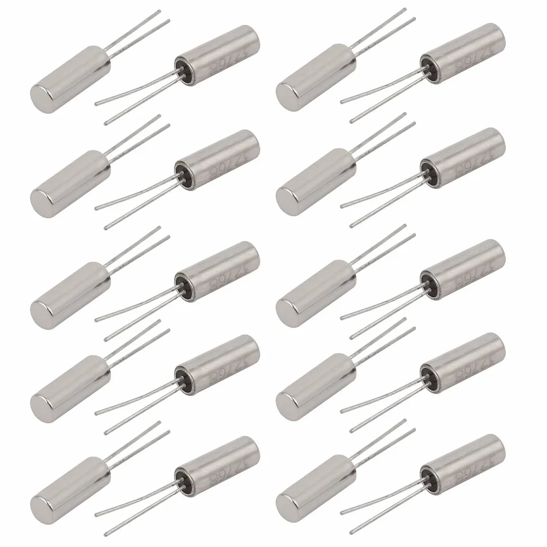 Aexit 20 piezas 3mm x 8mm 32.768 kHz Cristal de cuarzo cilíndrico Oscilador plateado