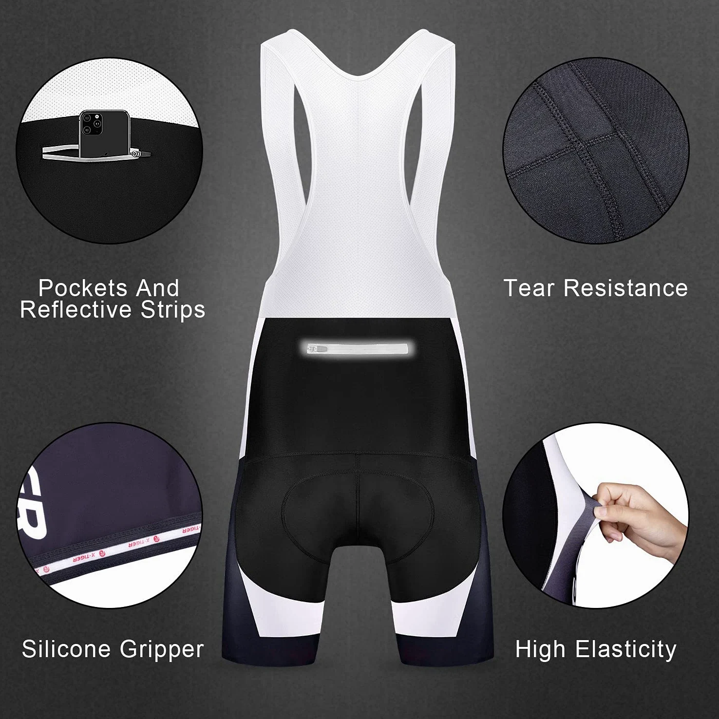 X-TIGER Hombres de Bicicleta con 5D Gel Acolchado MTB Ciclismo Maillots Tirantes Culotte Pantalones Cortos Culotes