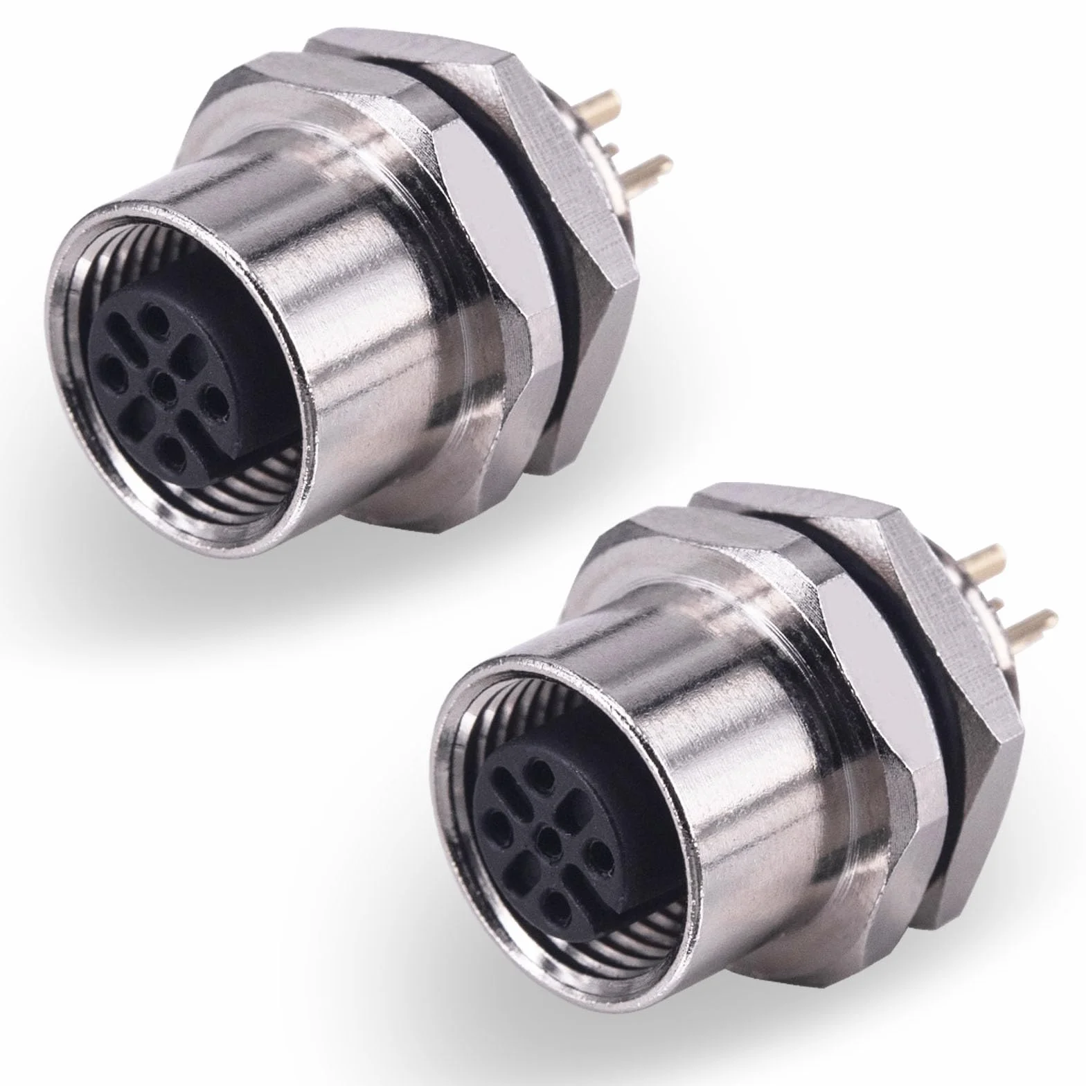 M12 Buchse 5 polos impermeable IP67, Conector M12 A-codificado rosca, Conector panel brida redondo sensor 2 piezas