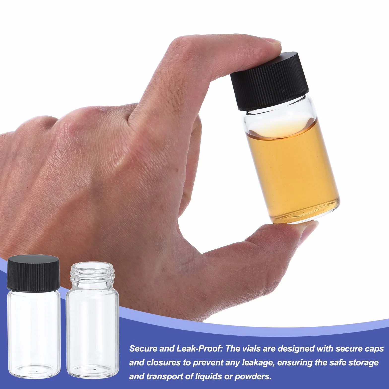 PATIKIL Frascos de Vidrio Transparente 20 ml Paquete 8 con Tapa de Rosca Botella de Muestra a Prueba de Fugas
