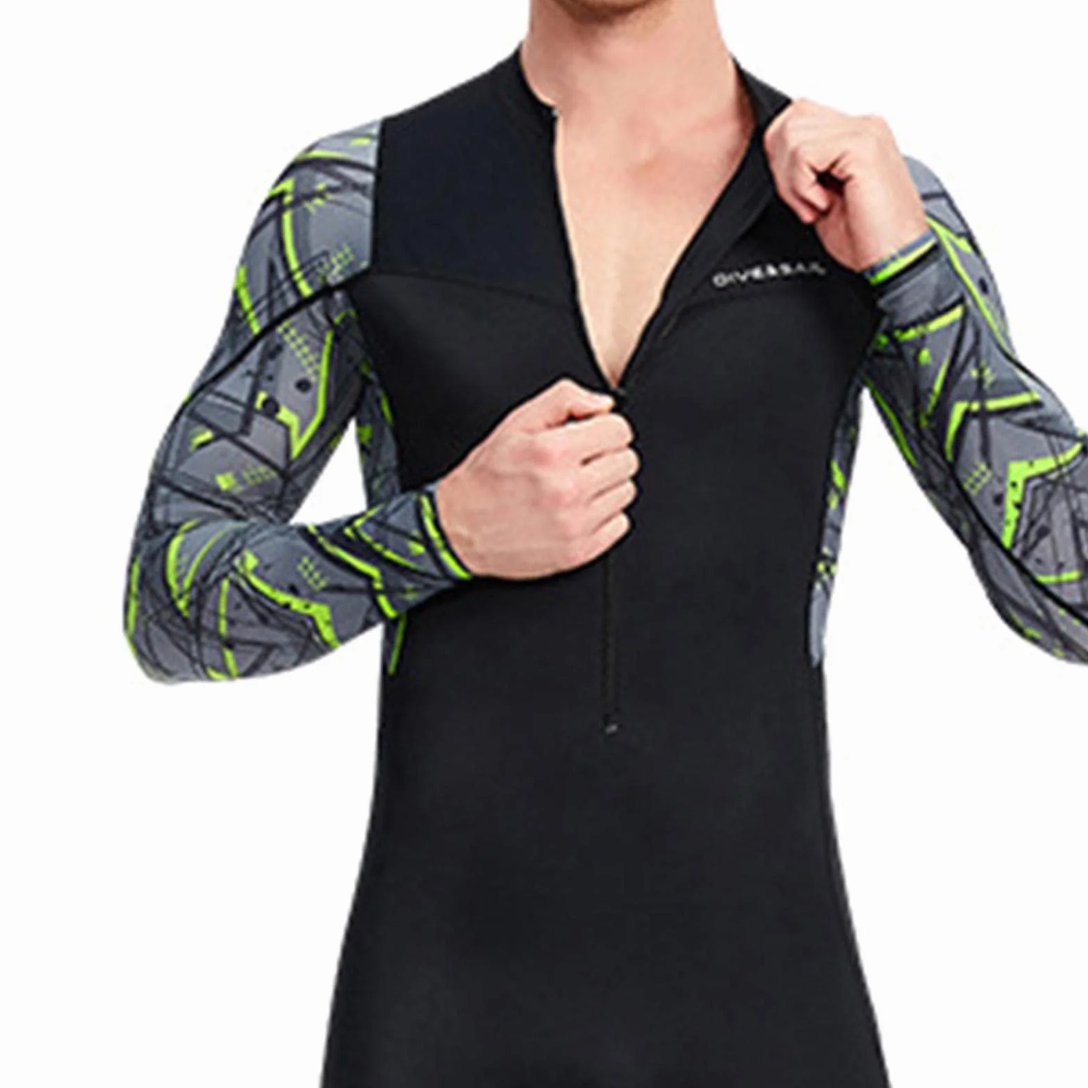 Traje de neopreno para hombre, con cremallera frontal, protección contra erupciones, surf, natación, buceo, negro, XL