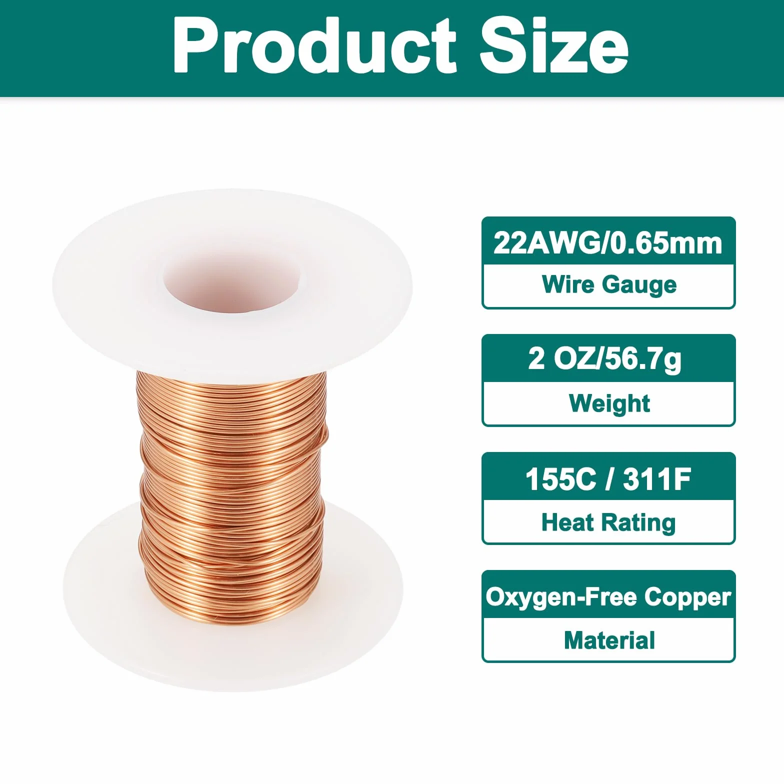 QUARKZMAN Alambre Esmaltado 22 AWG, Cobre Calibre 22 2 Oz, Grado F 155°C, Bobinas Transformadores Motores