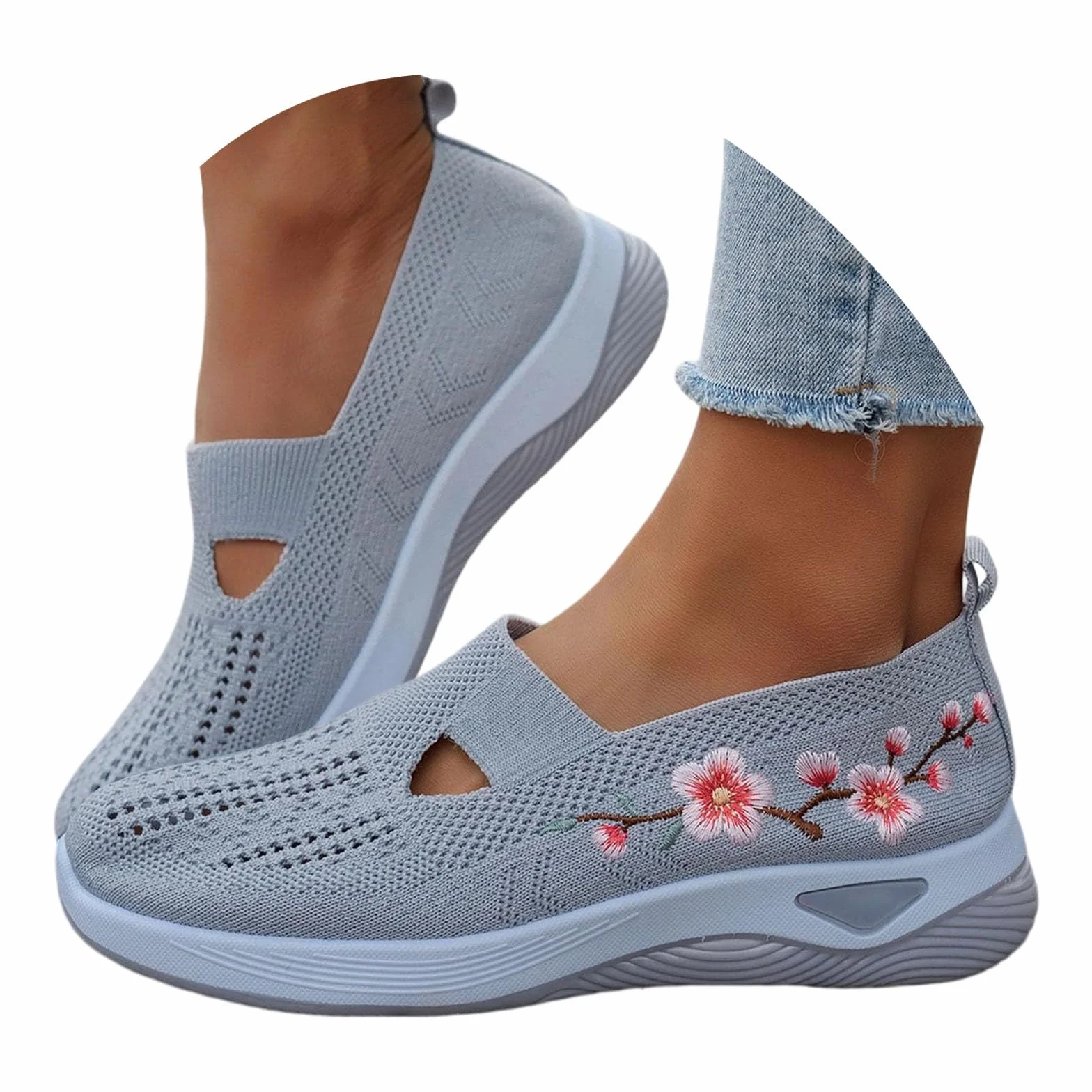 Zapatillas Ortopedicas Mujer Verano Zapatillas sin Cordones para Caminar Comodos y Ligeros Sandalias Palas Transpirables y Antideslizantes Zapatos de Entrenamiento Deportivas Malla Deporte Diabéticos