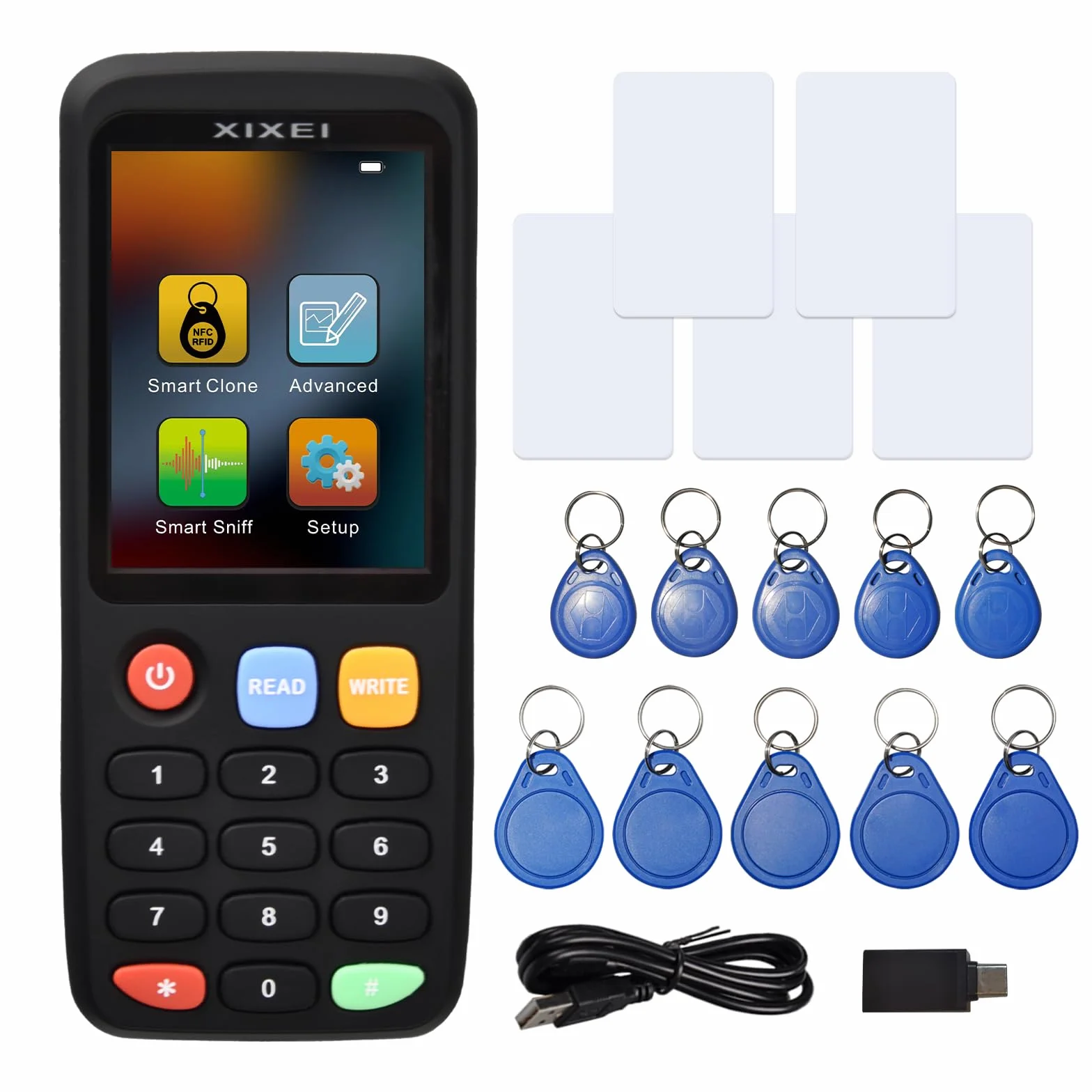 X7 NFC Lector de Tarjetas RFID Duplicador Control de Acceso 125 KHz 13,56 MHz 5 Tarjetas UID 5 Llaveros UID 5 Llaveros T5577