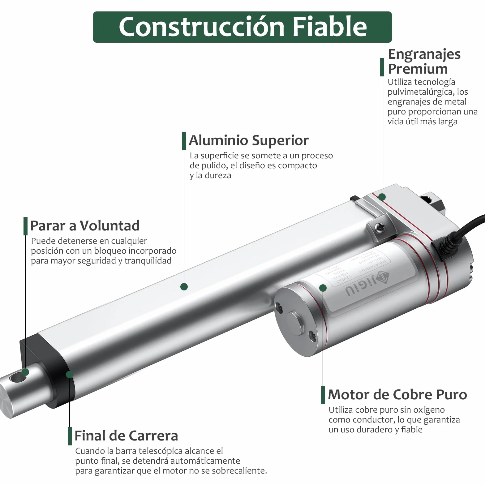 JiGiU Actuador Lineal 750N 150mm DC 12V 10mm/s IP65 Heavy Duty para Coche RV Puerta Eléctrica