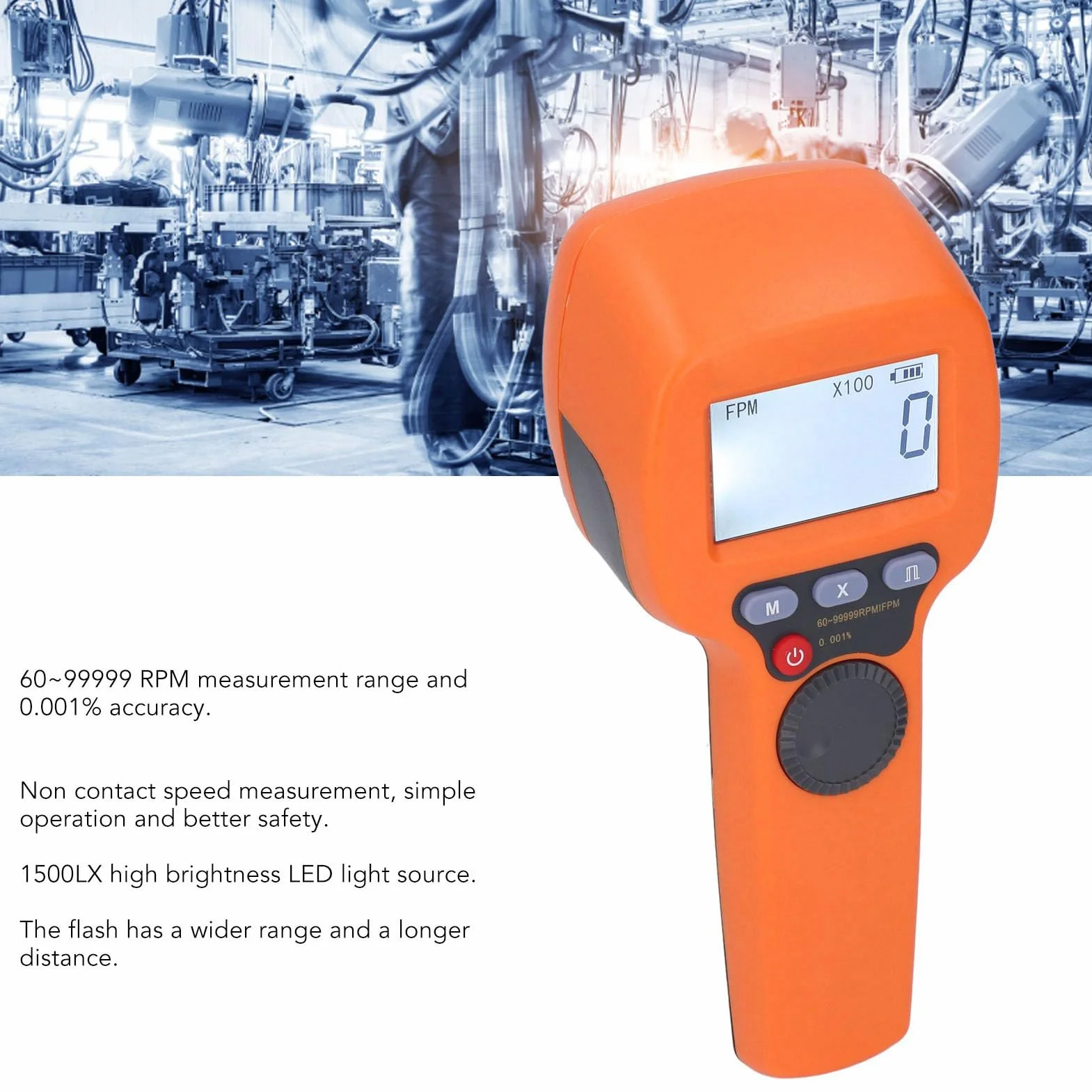 Estroboscopio LED digital portátil tacómetro 6099999 RPM recargable