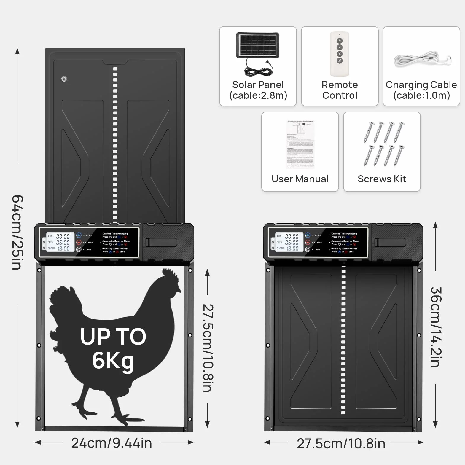 Puerta automática para gallinero solar impermeable control remoto para gallinas patos aves de corral