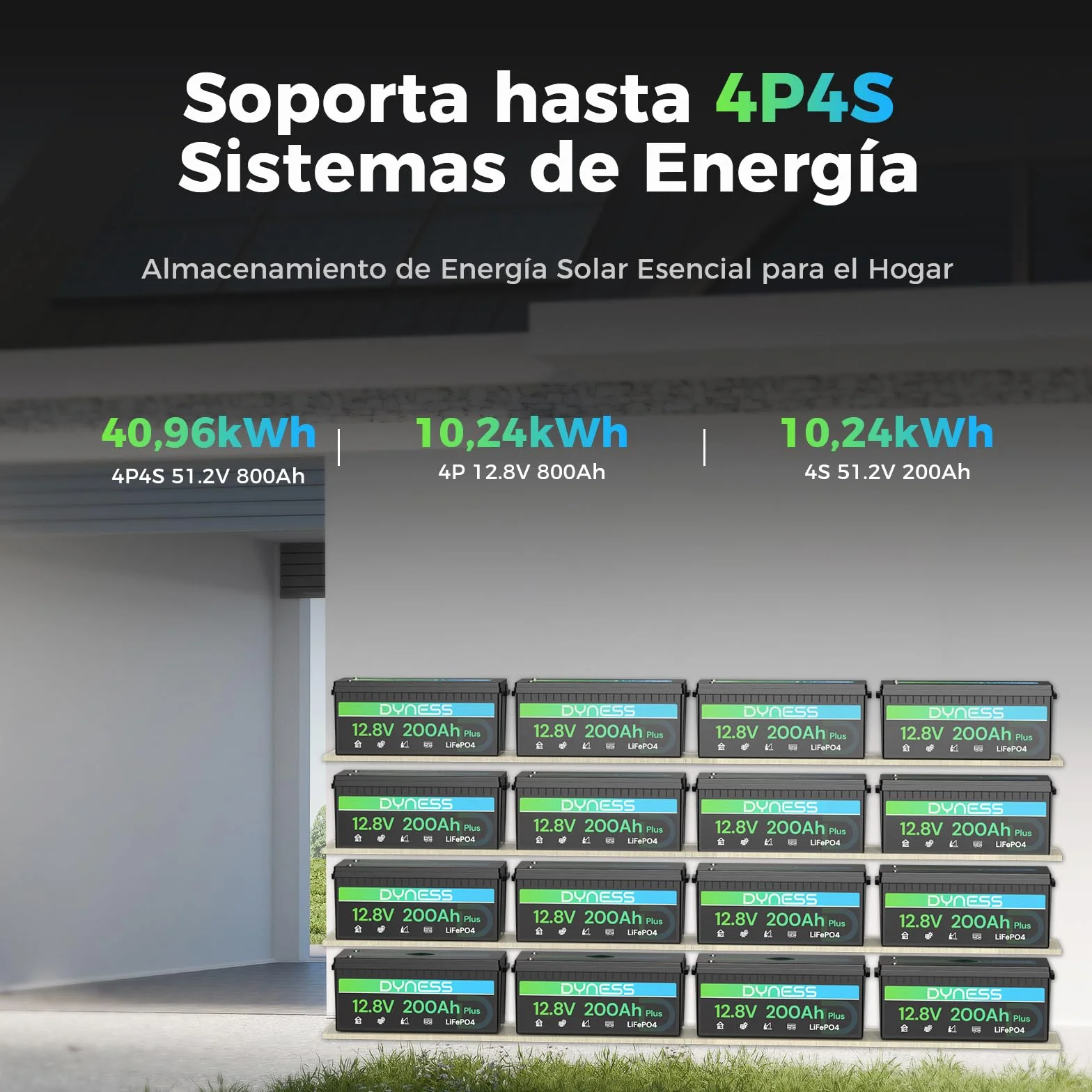 Dyness LiFePO4 Batería de Litio 12V 200Ah 2560Wh BMS 200A Ciclo Profundo Marina RV Solar