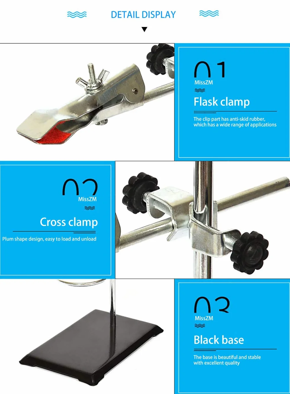MissZM Soporte de Retorta de Laboratorio con Abrazadera 50 cm 20"