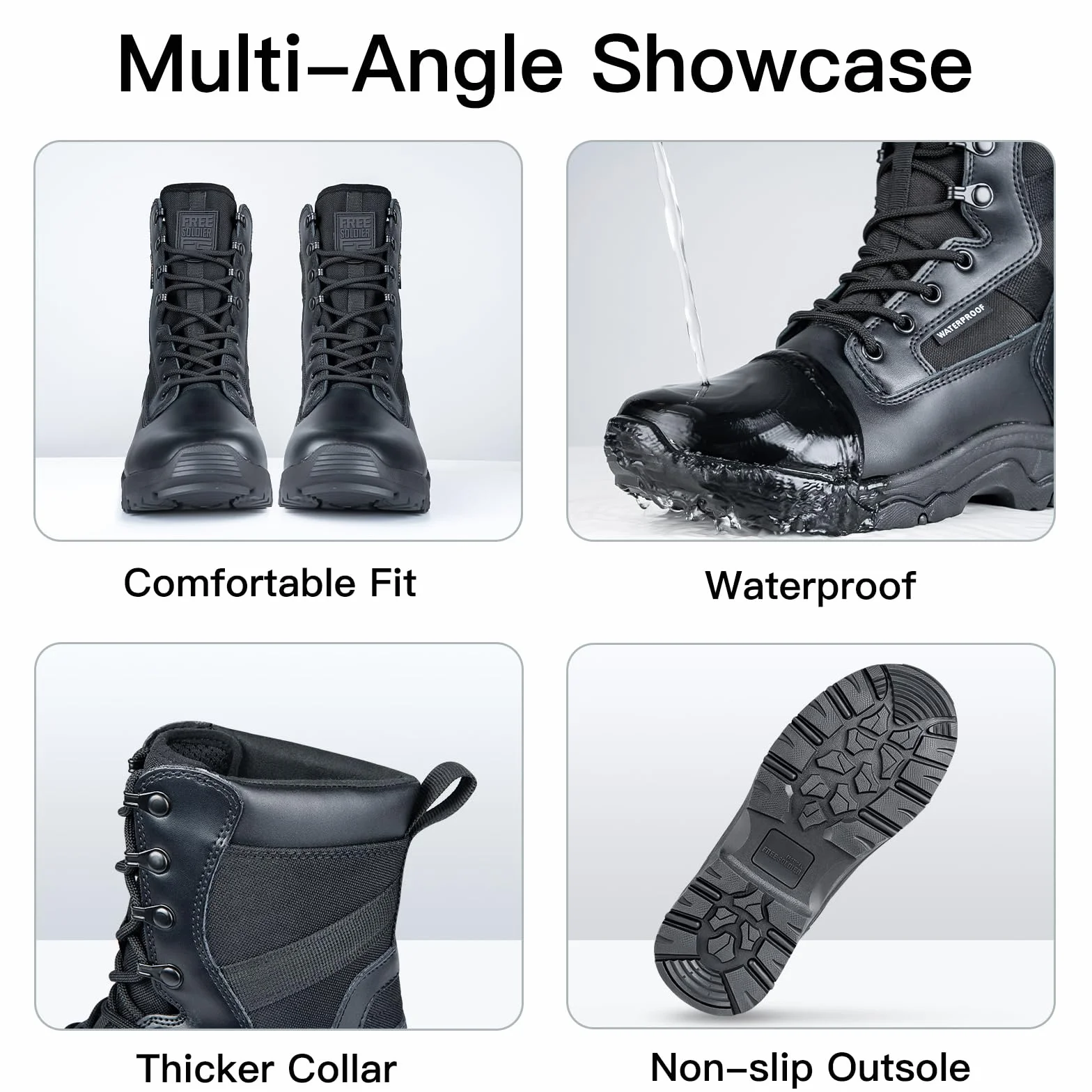 FREE SOLDIER Botas tácticas de las mujeres 8 pulgadas Botas ligeras del combate Botas militares durables del trabajo al aire libre Botas del desierto para las mujeres