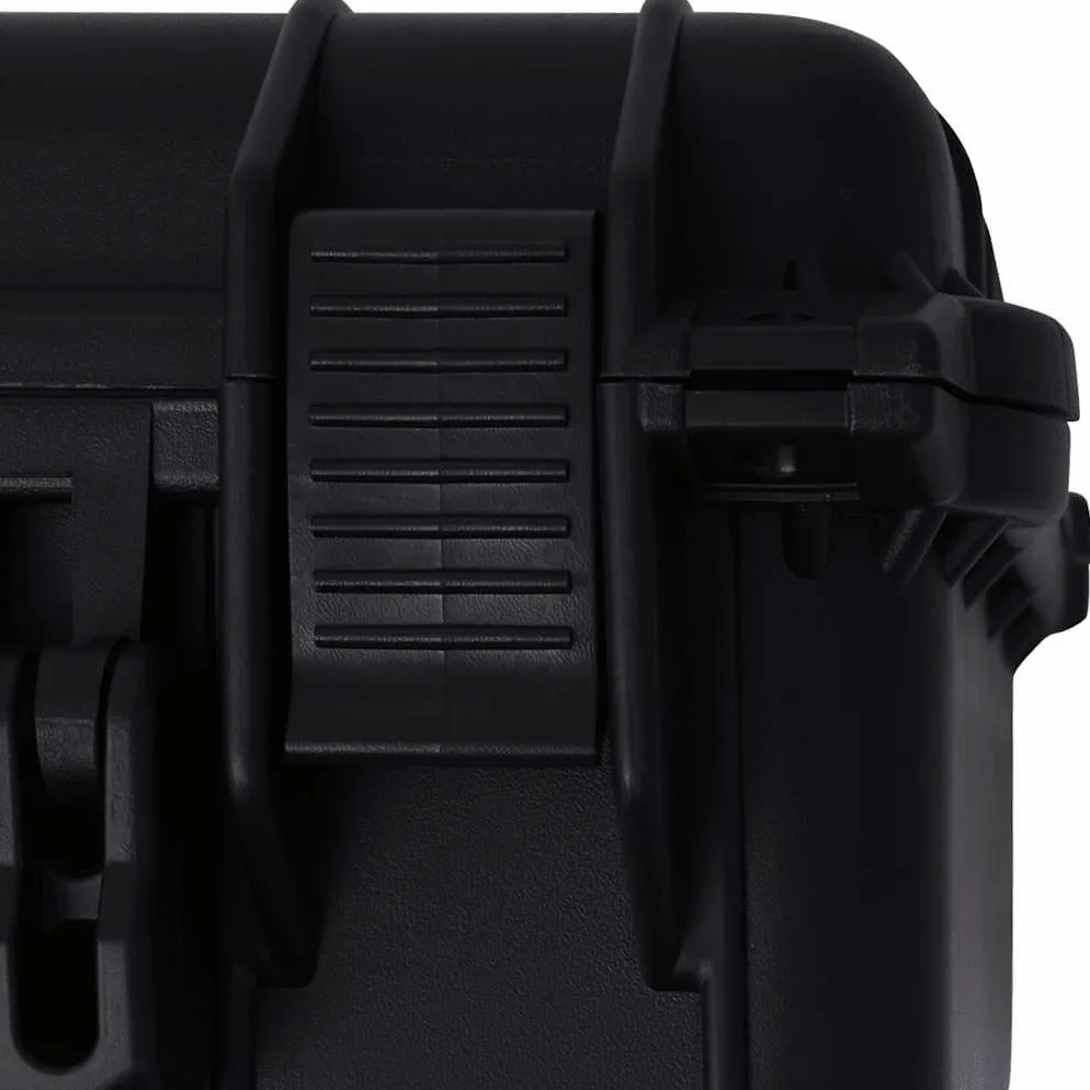 Maletín universal negro de polipropileno y ABS, 35 x 29,5 x 15 cm, rígida, con junta tórica, válvula de presión, insertos de espuma para cámara, lente, accesorios, viajes, exteriores