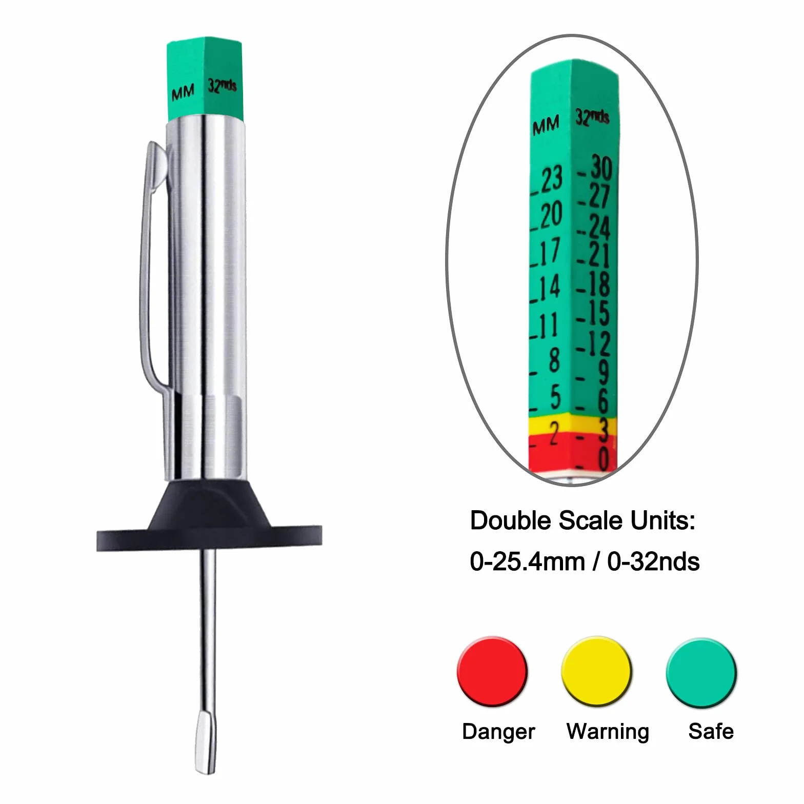 GODESON Medidor de Profundidad de Neumáticos, 6 Lados Smart Coded Color, Herramienta de Medición 25 mm/32 mm