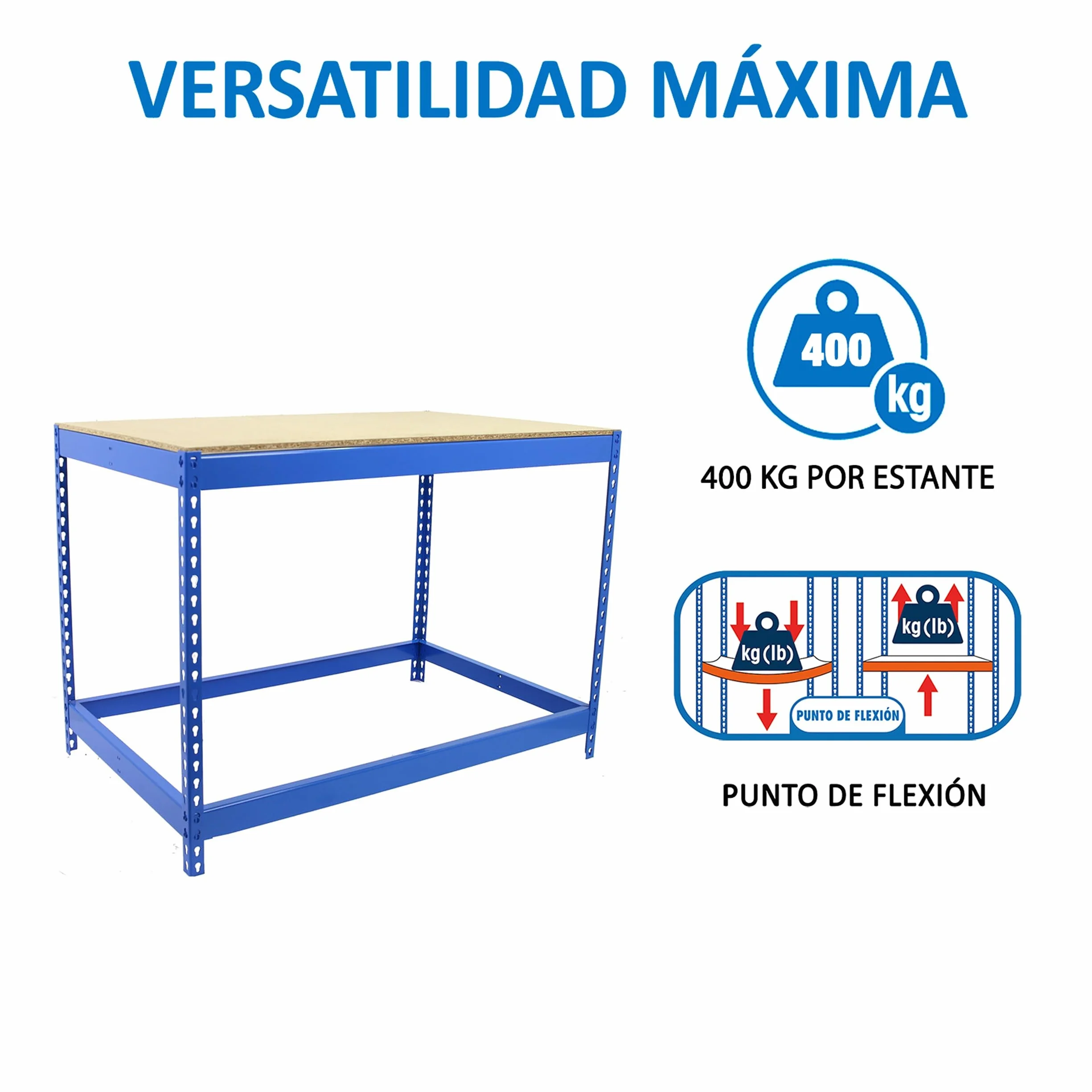 Simon Rack Banco de Trabajo Taller 400 kg 900x1200x900 mm Azul Madera BT-Basic