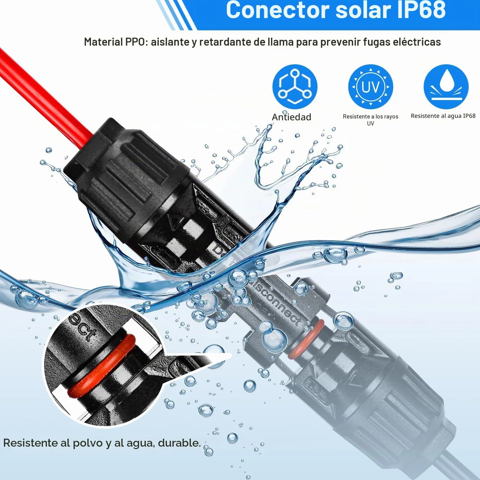 Juego de Herramientas de Crimpado Solar 2,5/4/6 mm², 12 pares Conectores Macho Hembra, Alicate de Engaste