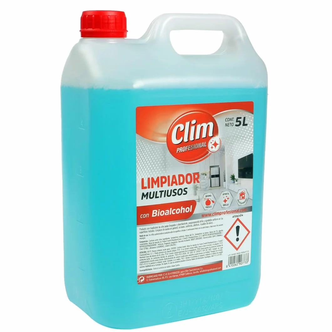 Clim Profesional Limpiador Multiusos Bioalcohol 5L Caja 3 Garrafas