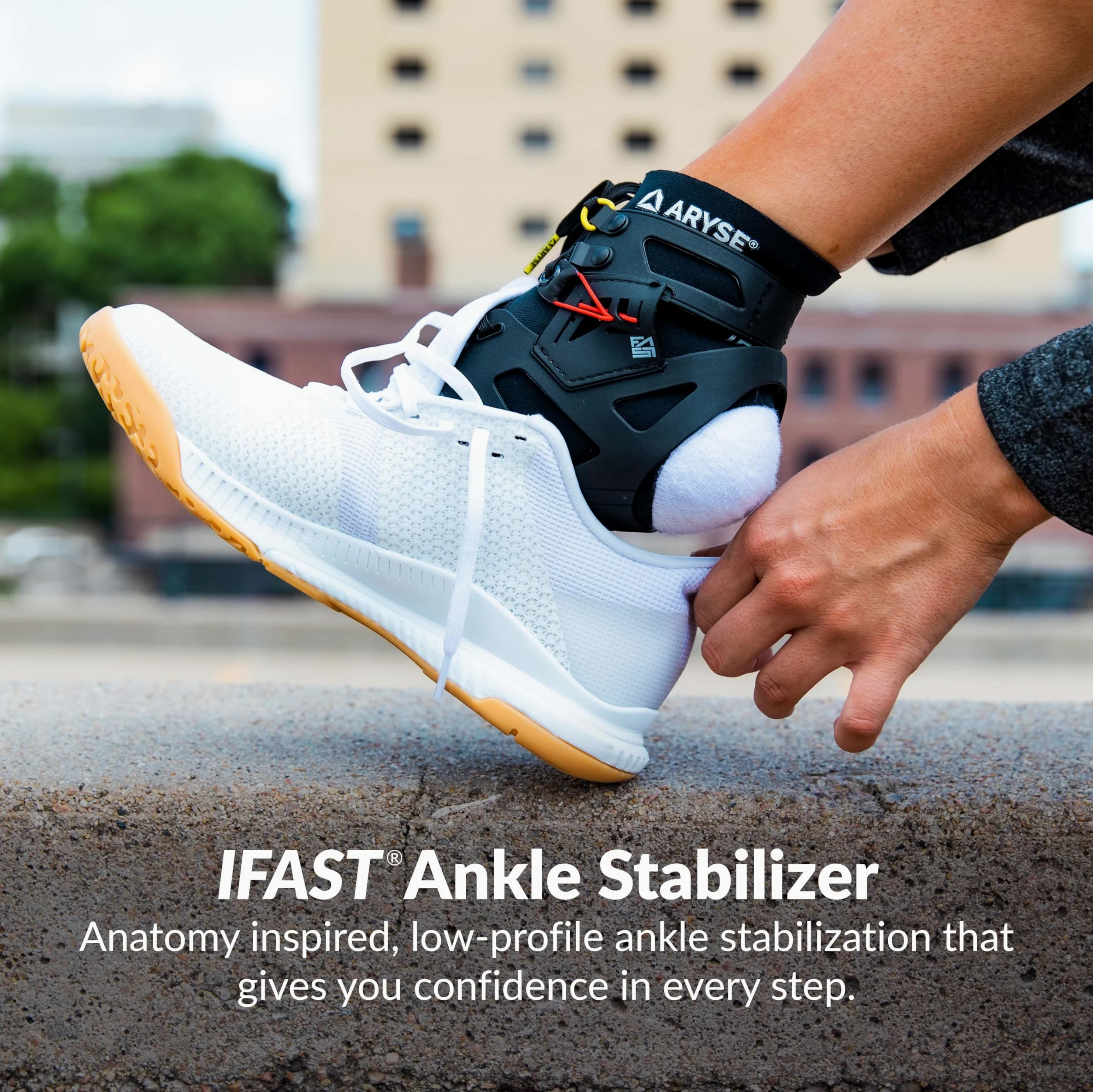 ARYSE IFAST - Tobillera estabilizadora - Soporte de tobillo superior para hombre y mujer - Baloncesto, béisbol, correr, fútbol, voleibol y mucho más - (M, esmerilado)
