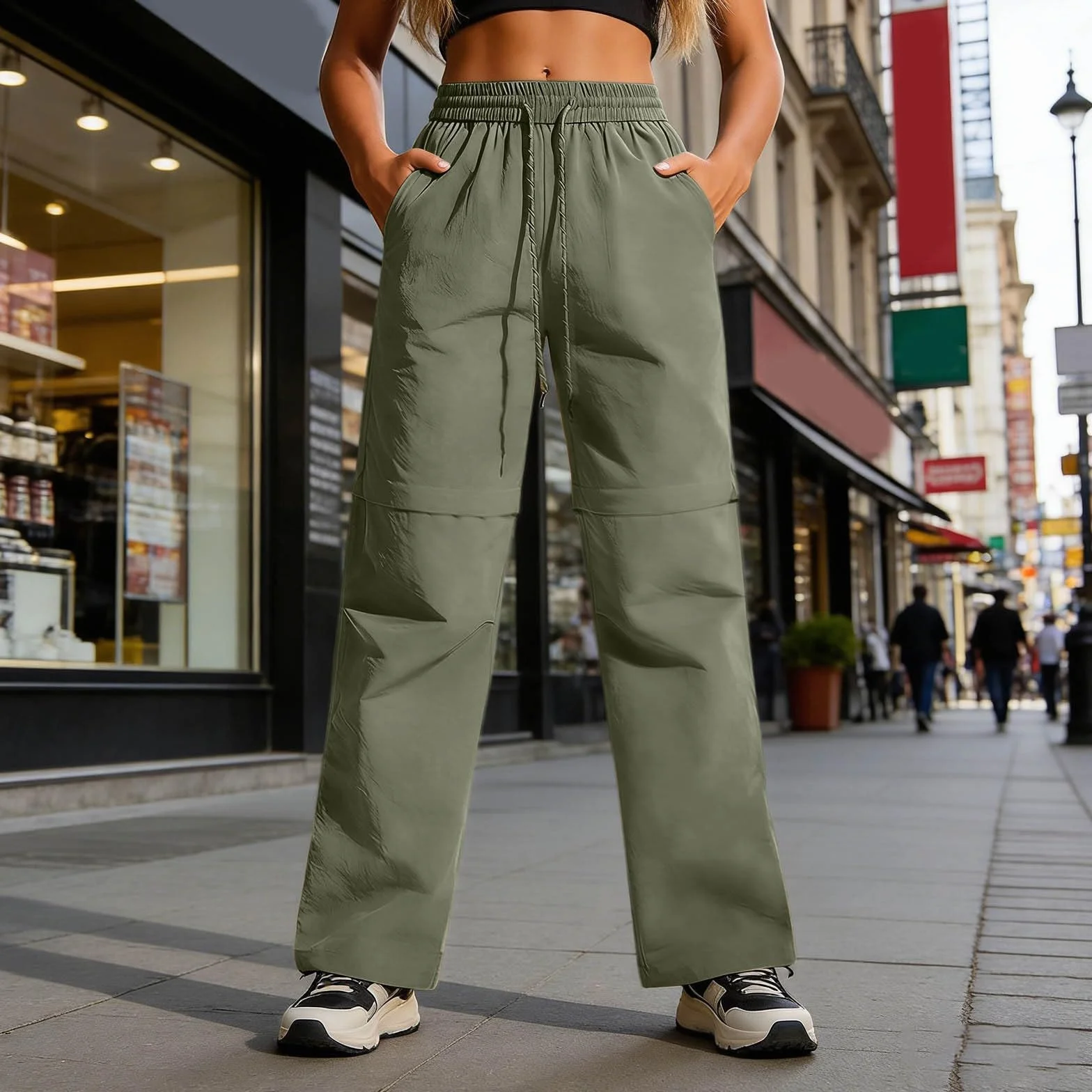 Pantalón de Senderismo Mujer Convertible, Ligero Transpirable Secado Rápido Pantalón Safari Exterior Verano Pantalón de Trabajo Técnico para Trekking