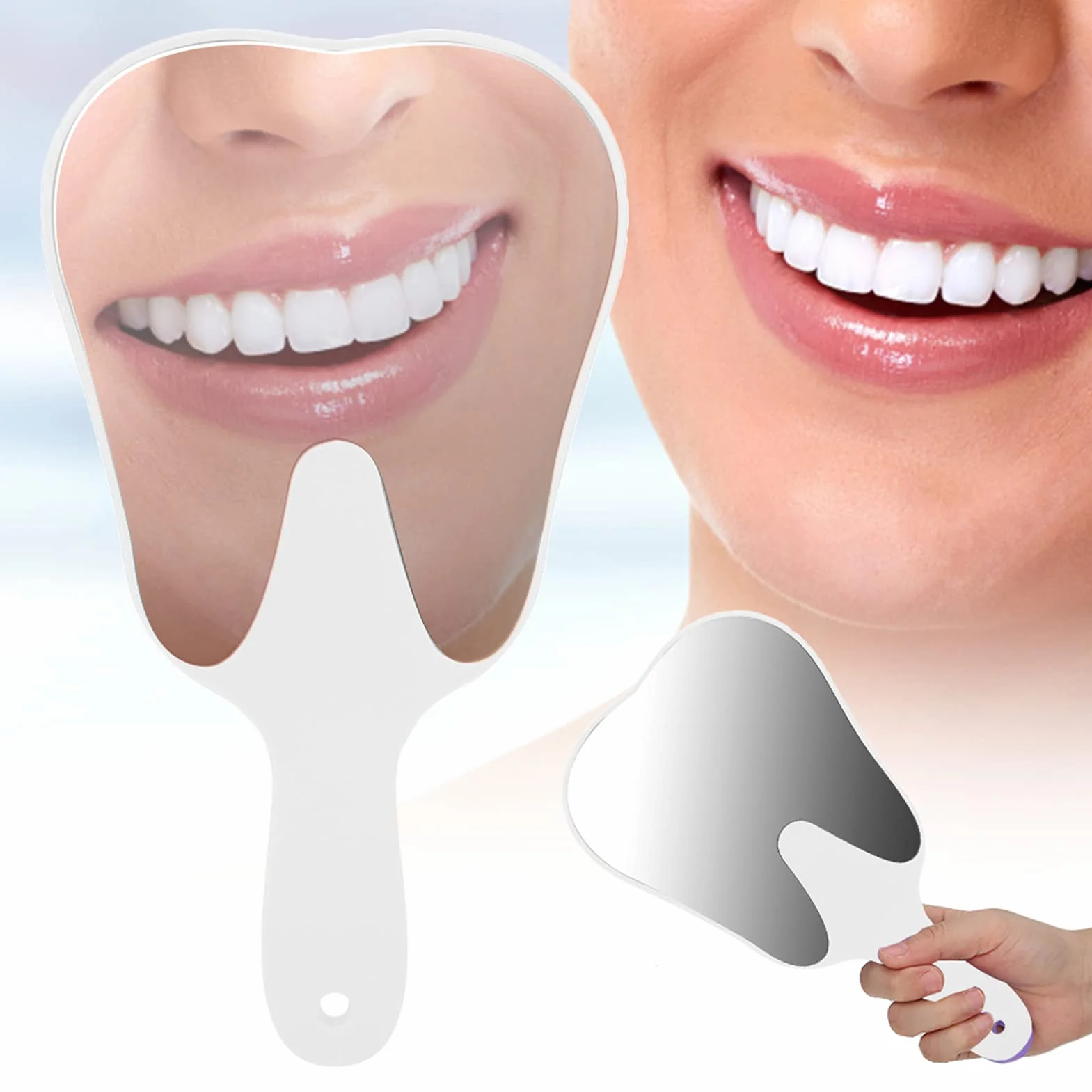 Espejo dental en forma de dientes 25 x 13,5 cm resina cristal