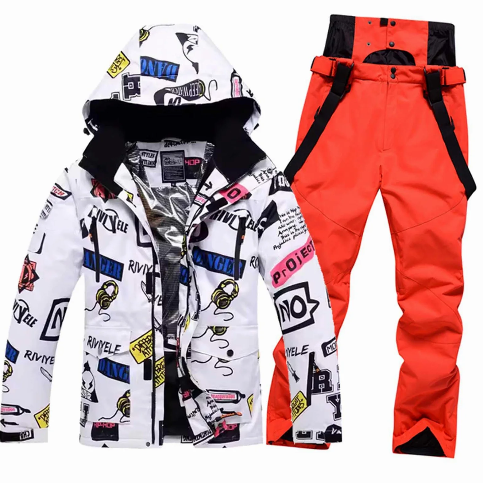 Genérico Conjunto De Chaqueta Pantalones De Esquí para Hombre Traje De Snowboard Impermeable Chaqueta De Nieve para Invierno Resistente Al Viento Traje De Nieve De Montaña