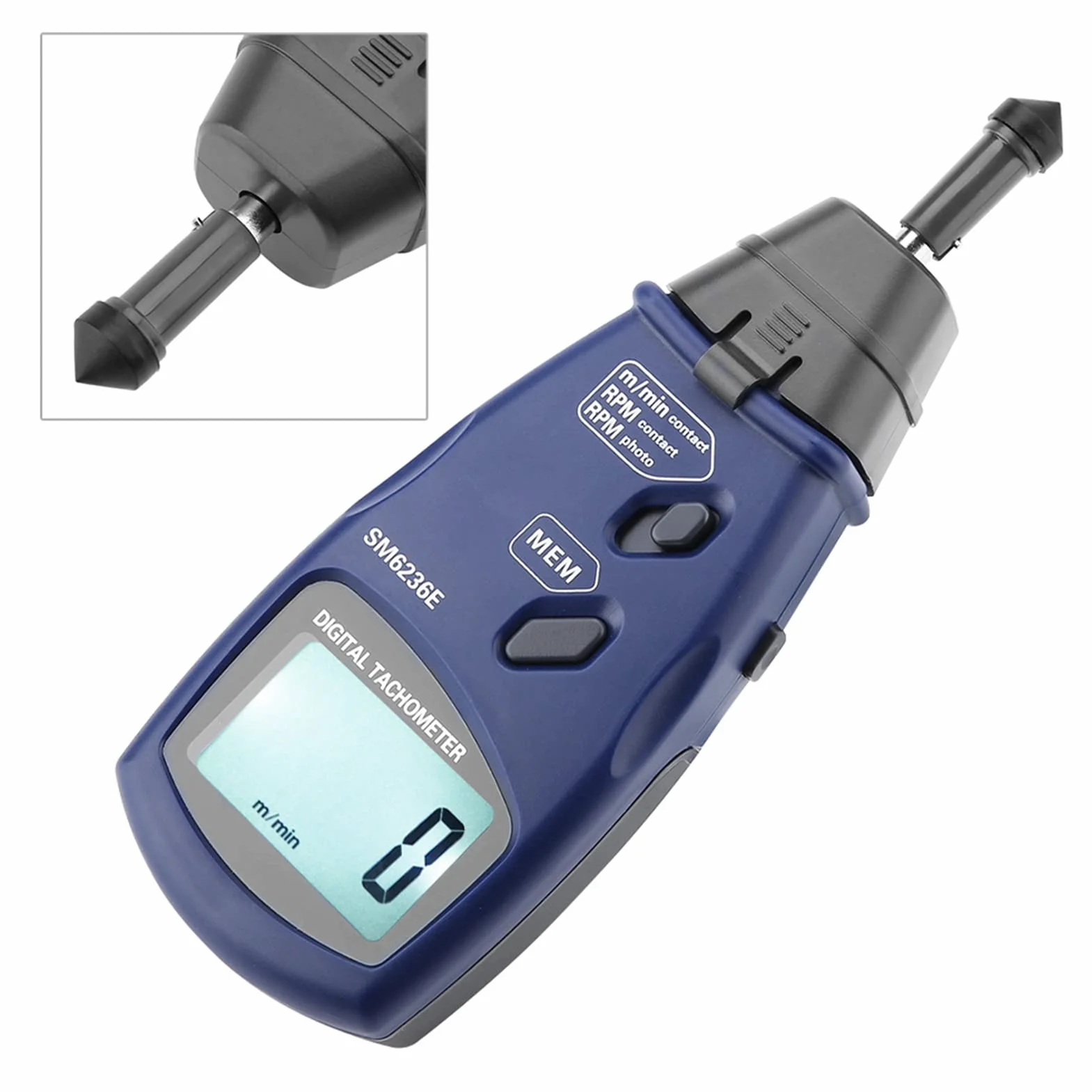 Tacómetro Profesional de Contacto Láser sin Contacto 2.5-99,999 RPM 5 Dígitos 18 Mm LCD Digital Medidor de Rotación Probador