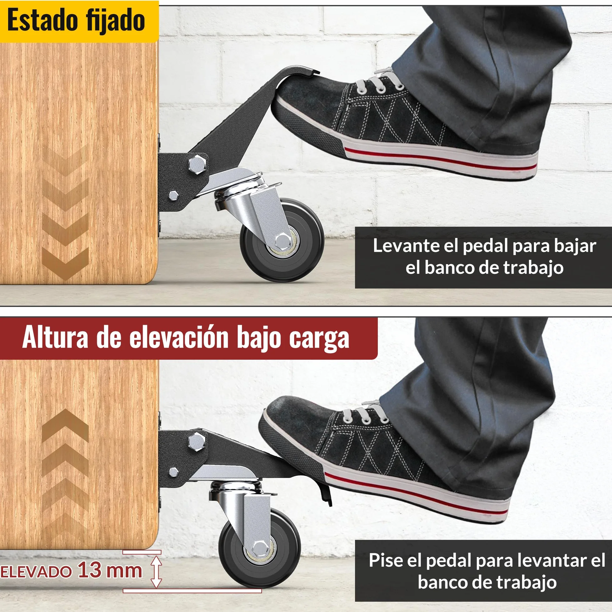 HOLIKE Ruedas retráctiles 315 kg 4 ruedas para bancos de trabajo