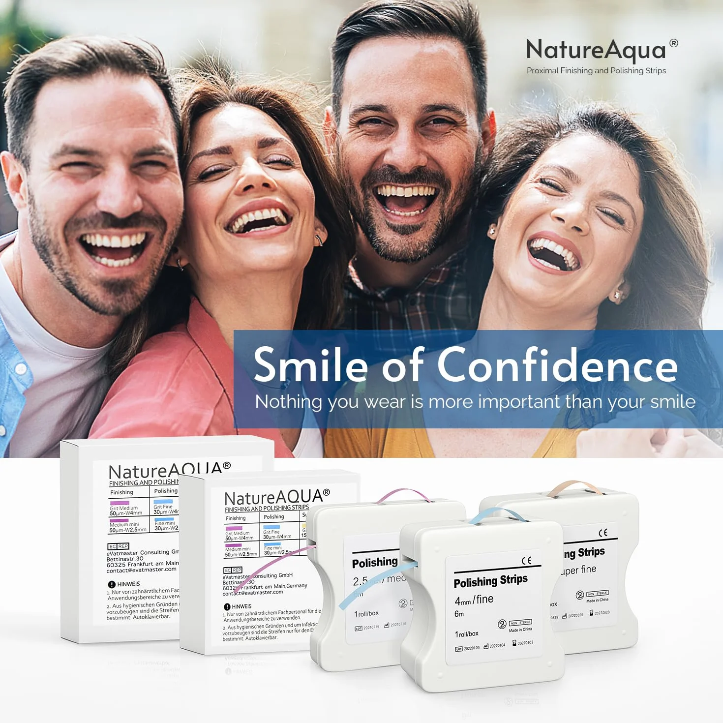 Tiras abrasivas dentales 6m x 4mm ultrafino Resina NatureAqua pulido interdental